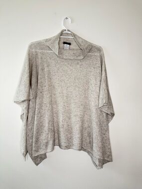 J. Crew Women's Soft Gray Cashmere Blend Mock Neck Poncho